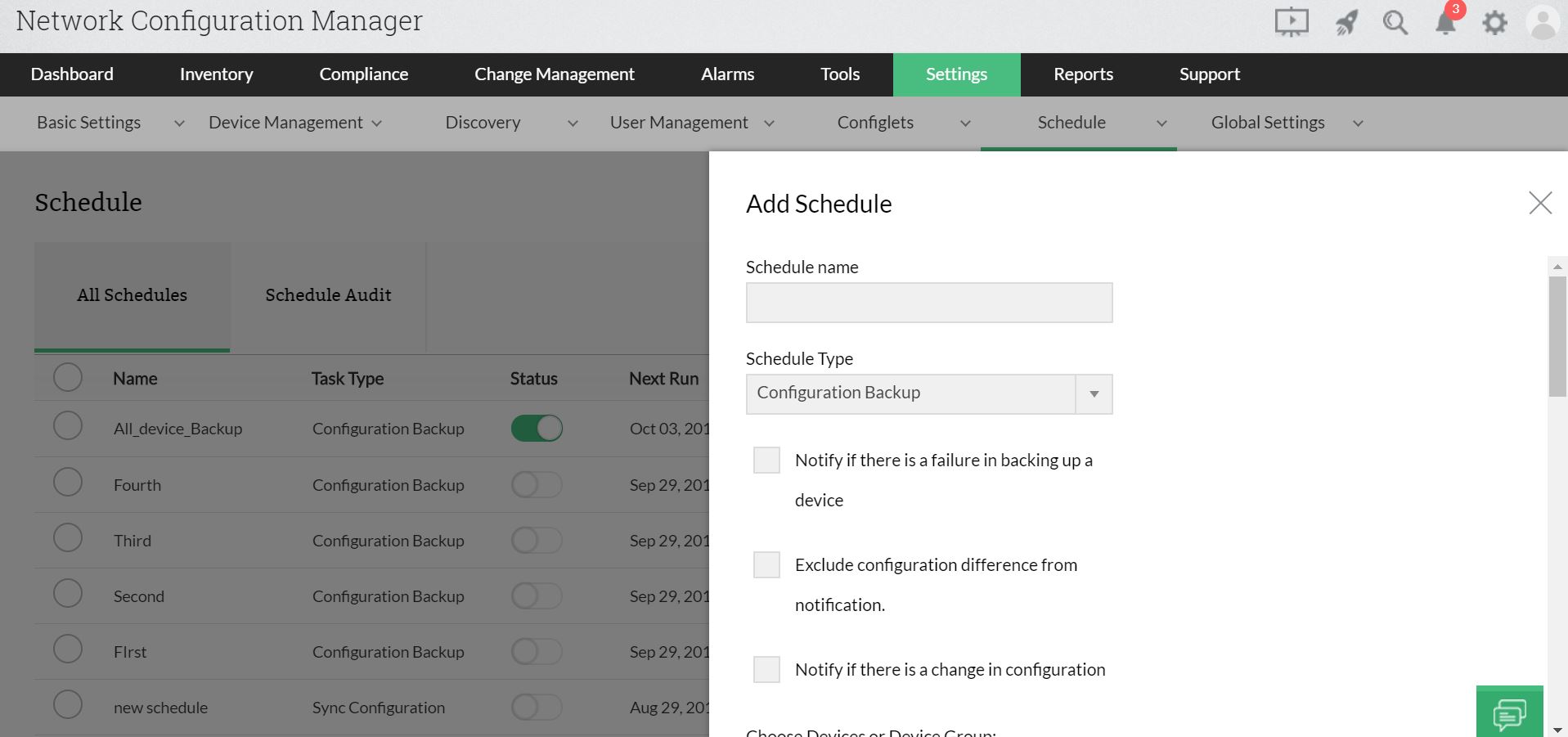 Network Switch Backup - ManageEngine Network Configuration Manager