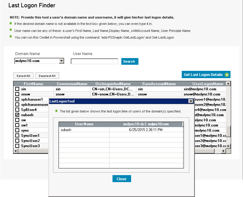 Last Logon Reporting Tool - Active Directory