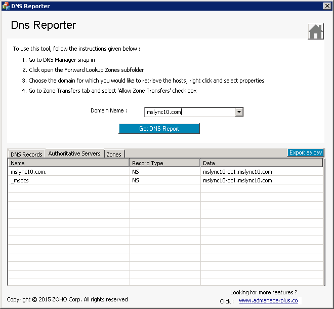 Get DNS Report