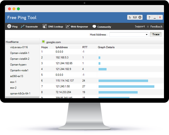 Ping Traceroute - ManageEngine Free Tools