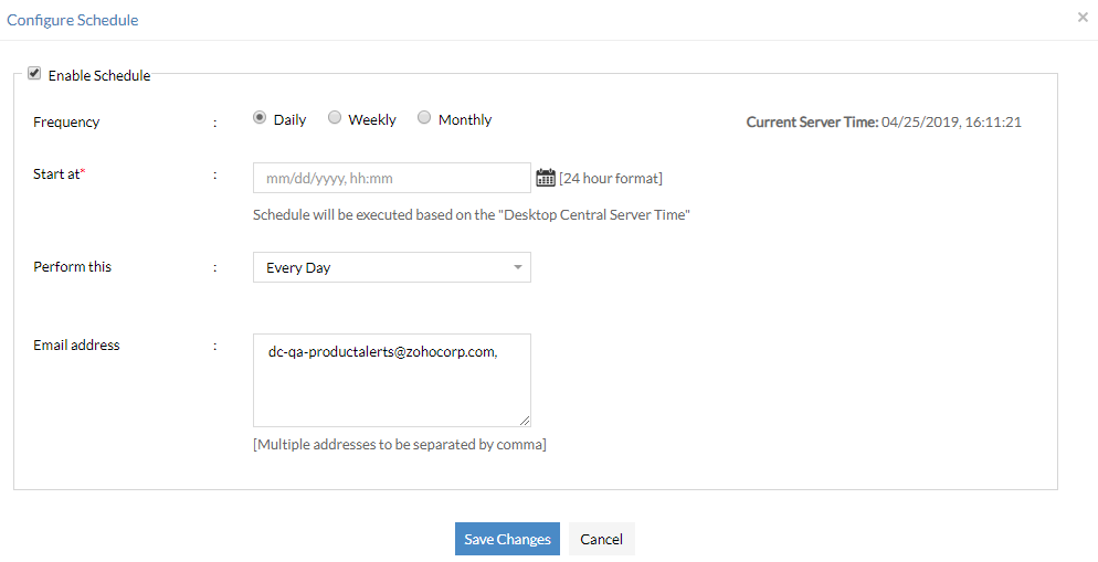 Configuring periodic asset scans for asset management and tracking